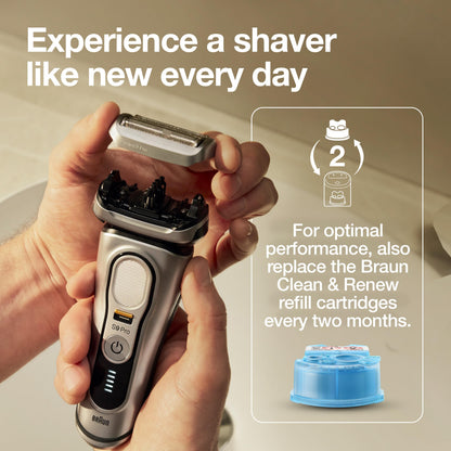 Braun Electric Shaver Head Replacement Part 94M, Compatible with Series 9 Pro and Series 9 Electric Razors for Men, Silver