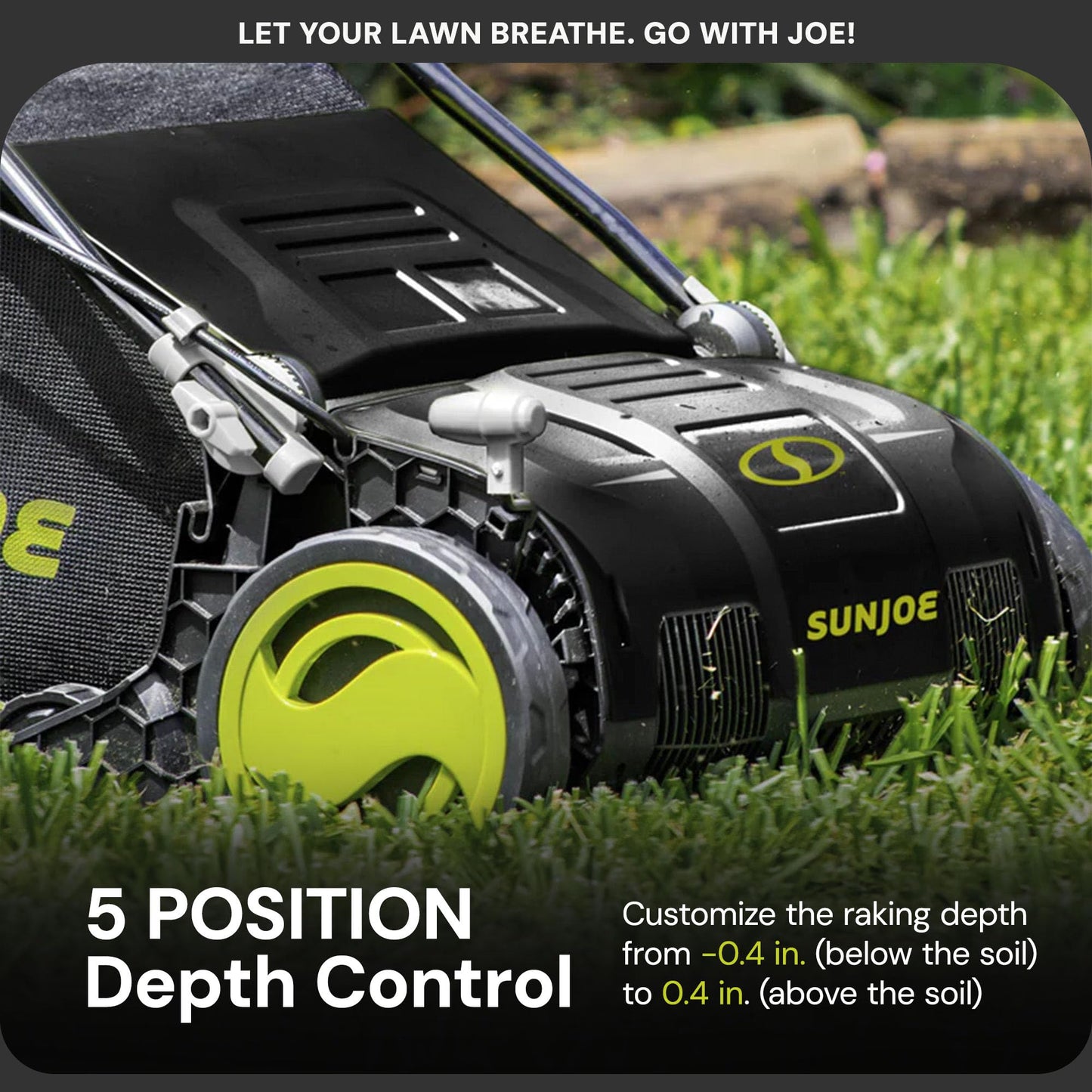 Sun Joe Electric Lawn Dethatcher & Scarifier with 13.2-Gal Bag, 13 Amp, 15 Inch, Black/Green - Heavy Duty Gardening Machine and Equipment for Lawn, Yard, and Grass, AJ805E