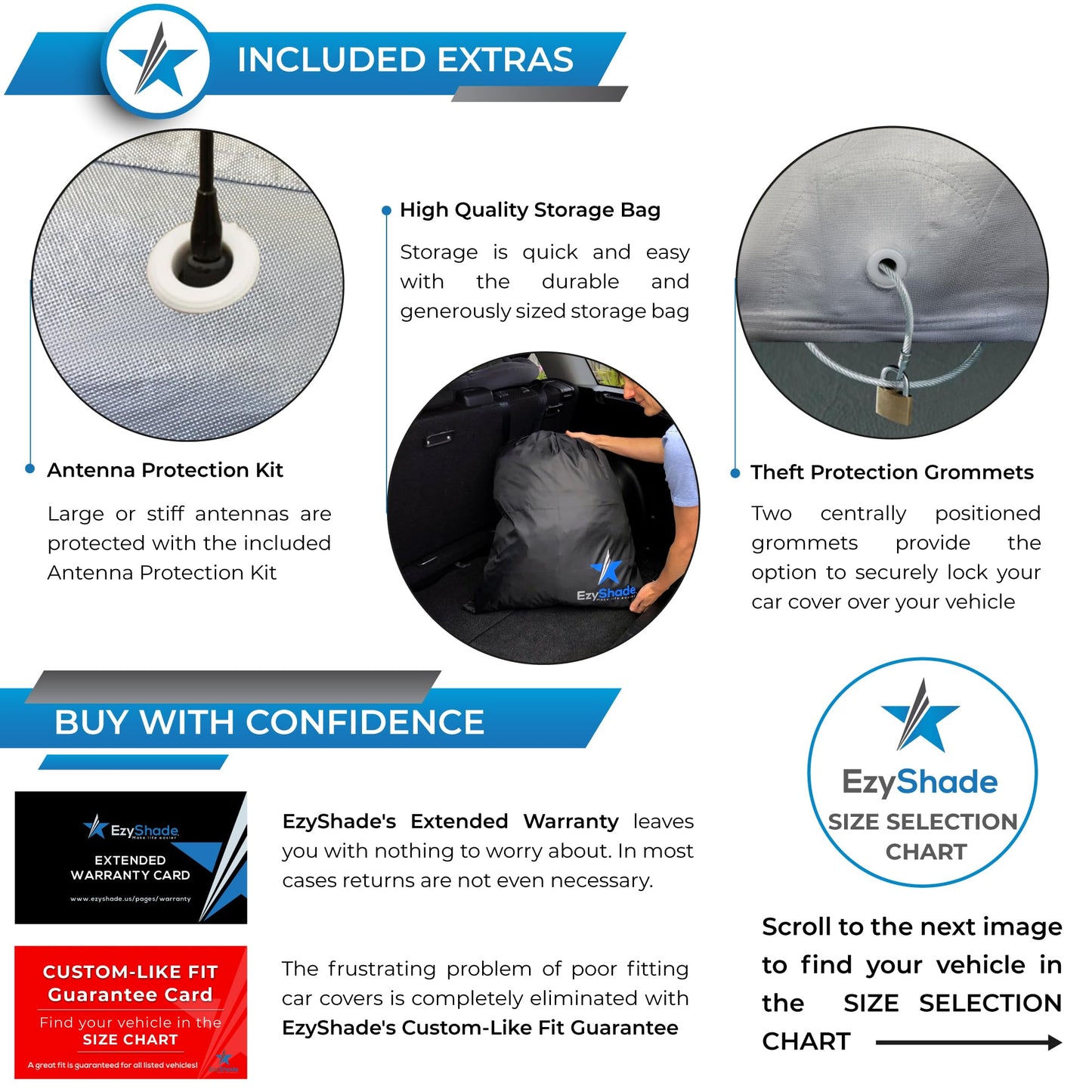 EzyShade 10-Layer Truck Cover Waterproof All Weather. See Vehicle Size-Chart for Accurate Fit. Full Outdoor Pickup Truck Covers for Silverado F150 RAM 1500. Sun Wind Rain. Size T4 (See SizeChart)