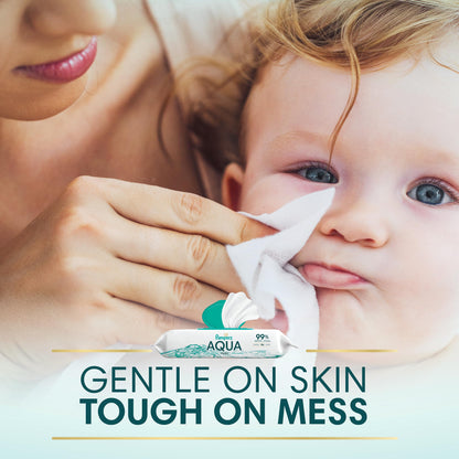 Pampers Aqua Pure Baby Wipes, 99% Water, Fragrance Free, 896 Baby Wipes Total (16X Flip-Top Packs) [Packaging May Vary]