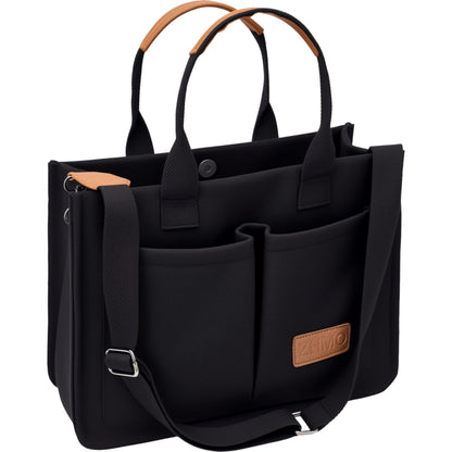 ZHMO Canvas Tote Bag for Women With Compartments and Pocket,Black Women's Bags Crossbody Bags Work Laptop Tote Bag Large Satchels Handbag Tote Purse Everyday Shoulder Bag for Travel Nurse Teacher Gift