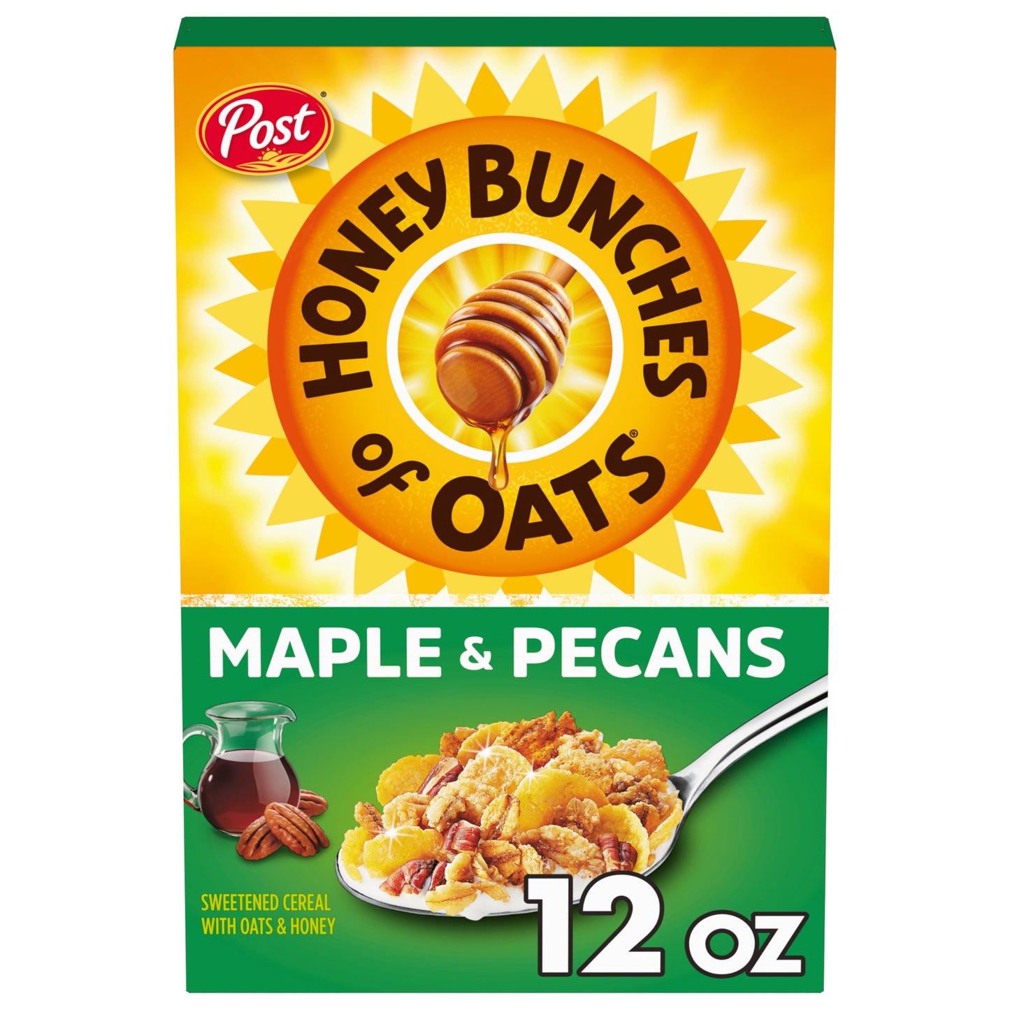 Honey Bunches of Oats Maple and Pecans Breakfast Cereal, Honey Oats Cereal with Maple Flavor and Pecans, 12 OZ Box