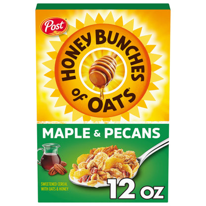Honey Bunches of Oats Maple and Pecans Breakfast Cereal, Honey Oats Cereal with Maple Flavor and Pecans, 12 OZ Box
