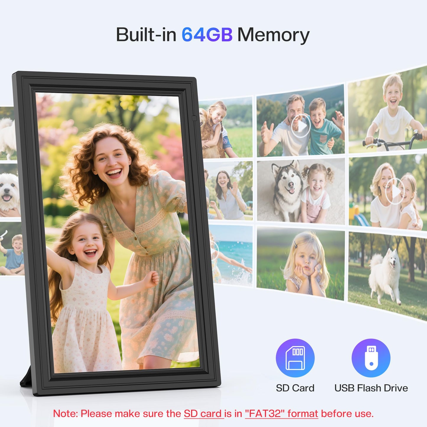 64GB Uhale 15.6" Digital Picture Frame, Large WiFi Electronic Photo Frames 1920 x 1080 IPS FHD Touch Screen, Share Photos and Videos Anywhere, Support SD/USB, Best Gifts for Parents and Grandparents