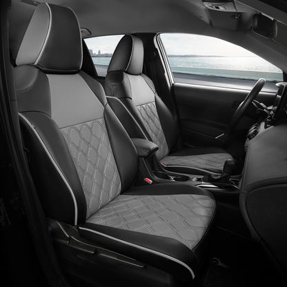 FREESOO for Toyota Corolla Seat Covers Hybird LE 2023 2024 2025, Custom Fit Car Seat Covers, Waterproof Car Seat Cover Protector Cushions, Luxury Leather Seat Covers for Cars, Black Gray Full Set