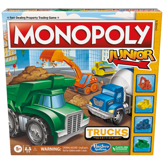 Monopoly Junior Trucks Edition Board Game for Kids Ages 5+, 2-4 Player Kids Games (Amazon Exclusive)