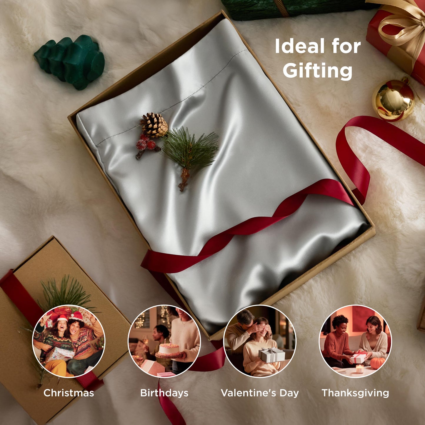 Bedsure Satin Pillowcase, Similar to Silk Pillow Cases Queen Size Set of 2, Cooling Pillow Case Covers with Envelope Closure, Room Decor Valentine Gifts for Women Men, Silver Grey, 20x30 Inches, 2pcs