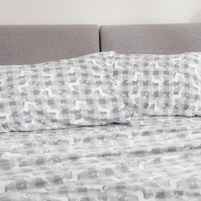 Berkshire Blanket Ultra-Soft Printed Microfleece Knit Sheet Set – 3-Piece Twin Set – Lightweight, Breathable, All-Season Comfort, Folk Buffalo Check Reindeer Grey