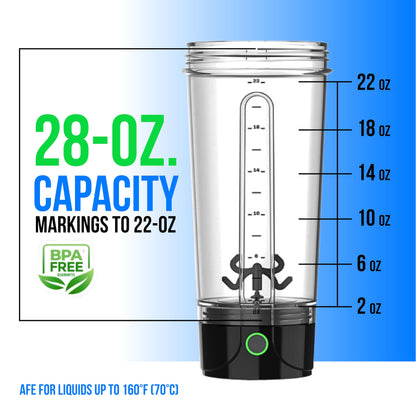 VELOMIX Electric Protein Shaker Bottle - 24 oz | USB-C Rechargeable | Leak Proof Shaker Cups for Protein Shakes | Portable Blender for Shakes and Smoothies (Electric-Transparent)