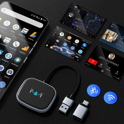 vnilrgle Wireless Android Auto Adapter, Wireless carplay Adapter, Latest NFC Touchscreen Connectivity, Wireless Plug-and-Play for Android Devices (Android 11 and Above)