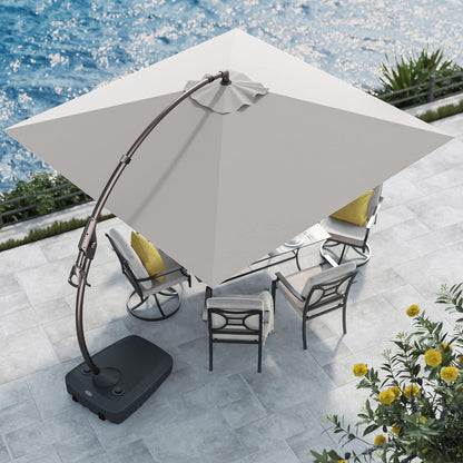 Grand patio 10'x10' Offset Umbrella Large Aluminum Square Cantilever Umbrella Base Included for Deck Porch (Light Gray, 10x10 FT)
