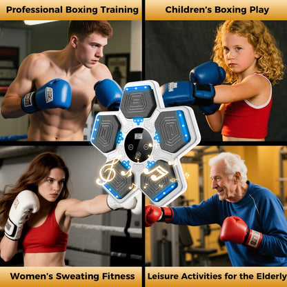 2025 Music Boxing Machine for Adults and Kids, Smart Interactive Boxing Training Equipment with Gloves Wall Mounted, Workout Punching Machine for Home,Office and Gym