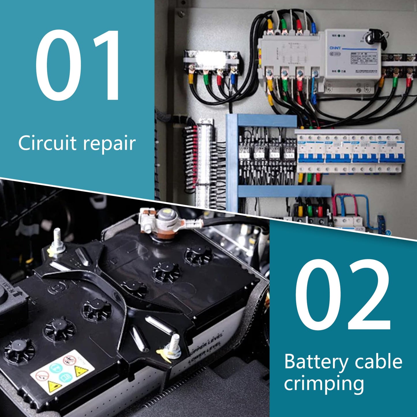 AMZCNC Point Press Hydraulic Crimping Tool, Dies-Less Cable Crimper for 8 AWG – 3/0 AWG, One-Hand Operation, Faster Than Die-Type Crimpers
