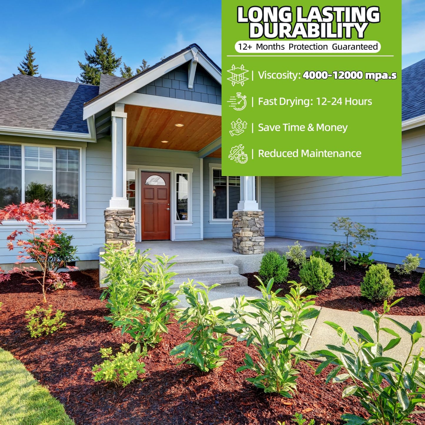 Mulch Glue 1.3 Gallon, Ultra-Stick Rock Glue for Landscaping, Gravel Binder Non-Toxic Rubber Mulch Lock Adhesive, Heavy Rain & Windproof for Gardens, Pea Gravel Stabilizer, Lasts up to 2 Year