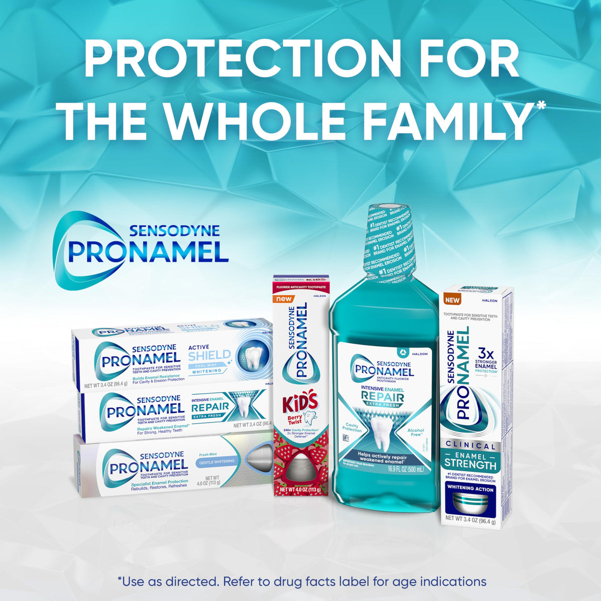Sensodyne Pronamel Active Shield Whitening Enamel Toothpaste, Cool Mint - 3.4 Ounces x 3