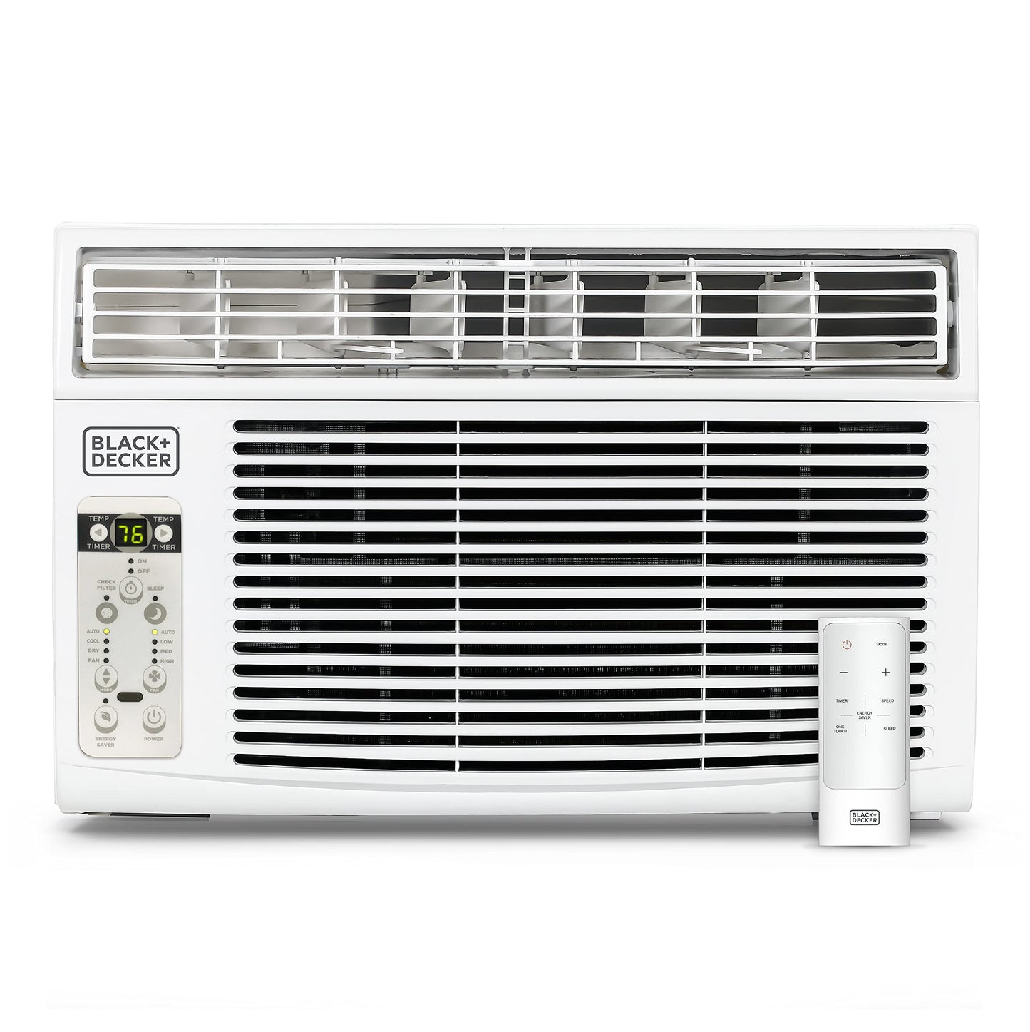 BLACK+DECKER Window Air Conditioner 8000 BTU, AC Window Unit Cools Up to 350 Square Feet, Window AC Unit with Remote Control, 3 Cooling Speeds and Fan Only Function, BD08WT6, White