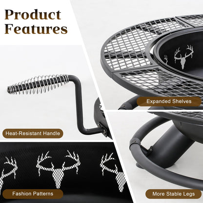 BALI OUTDOORS Fire Pit with Poker, Outdoor Fire Pit Extra Large, Wood Burning Firepits for Outside with Grill, 47 inch