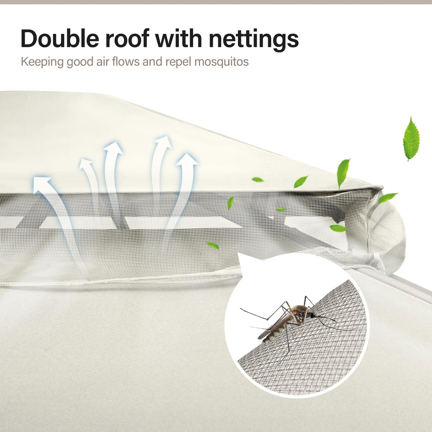 LAUSAINT HOME Outdoor Patio Gazebo 10'x20' with Expansion Bolts, Heavy Duty Party Tent & Shelter with Double Roofs, Mosquito Nettings and Privacy Screens for Backyard, Garden, Lawn, Cream White