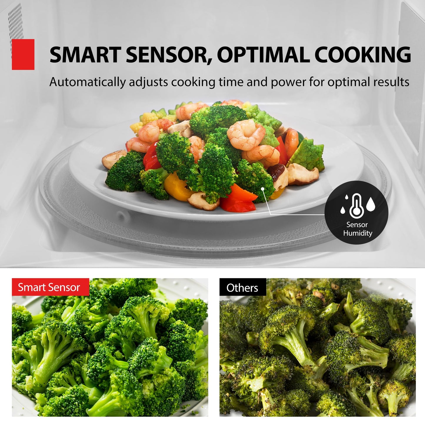 TOSHIBA EM131A5C-BS Countertop Microwave Ovens 1.2 Cu Ft, 12.4" Removable Turntable Smart Humidity Sensor 12 Auto Menus Mute Function ECO Mode Easy Clean Interior Black Color 1000W