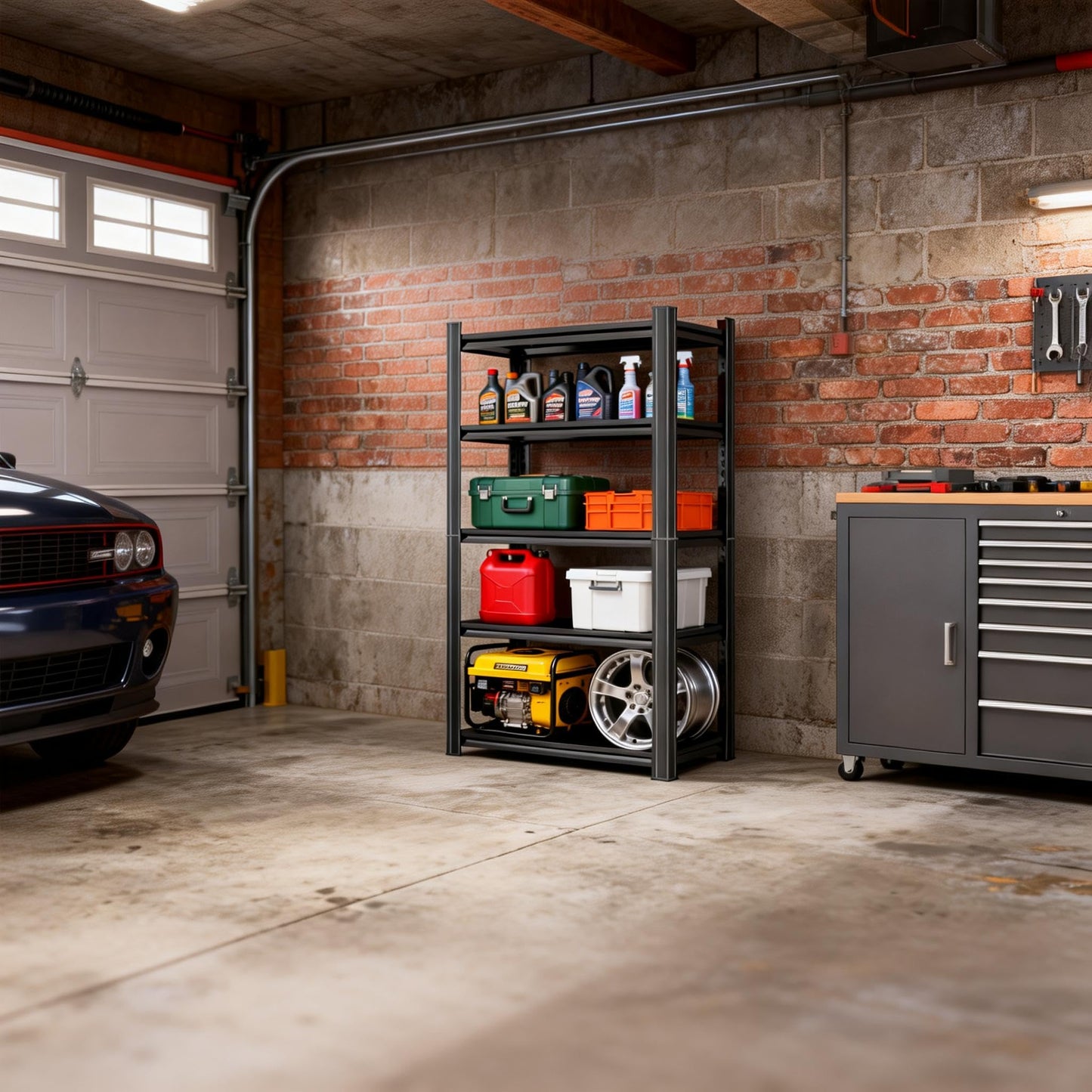 Notmise Metal Garage Shelving Unit, Heavy Duty 5-Tier Adjustable Storage Rack, Steel Shelving,2000 lbs Capacity, Industrial Shelves for Heavy Tools and Equipment (5-Tier 63" H x 27" W x 14" D)