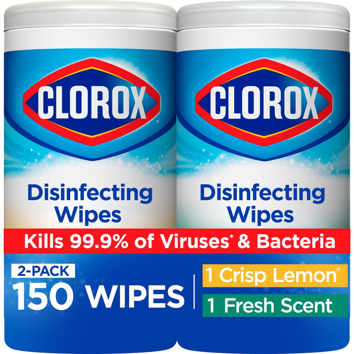 Clorox Disinfecting Wipes Value Pack, Bleach Free Cleaning Wipes, Dorm Room Essentials, 75 Count Each, Pack of 2, Packaging May Vary