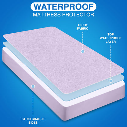 Utopia Bedding Waterproof Mattress Protector King Size, Premium Terry Mattress Cover 200 GSM, Breathable, Fitted Style with Stretchable Pockets (Lavender)