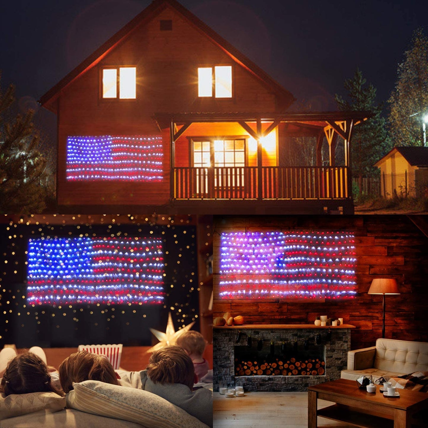 American Flag Lights with 420 Super Bright LEDs,KAZOKU Waterproof Led Flag Net Light of The United States for Yard,Garden Decoration, Festival, Holiday, Party Decoration,Christmas Decorations