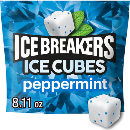 ICE BREAKERS Ice Cubes Peppermint Sugar Free Chewing Gum Pouch, 8.11 oz (100 Pieces)