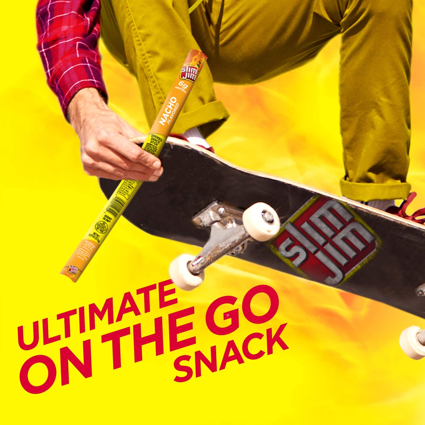 Slim Jim Giant Smoked Meat Sticks, Nacho Flavor, 6g Protein Per Stick, 0.97 oz. (24 Count)