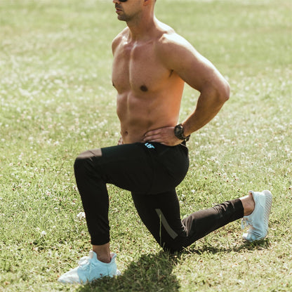 ZENWILL Mens Tapered Workout Running Pants,Gym Jogger Training Sweatpants Slim Fit with Zip Pockets (Large, Black)