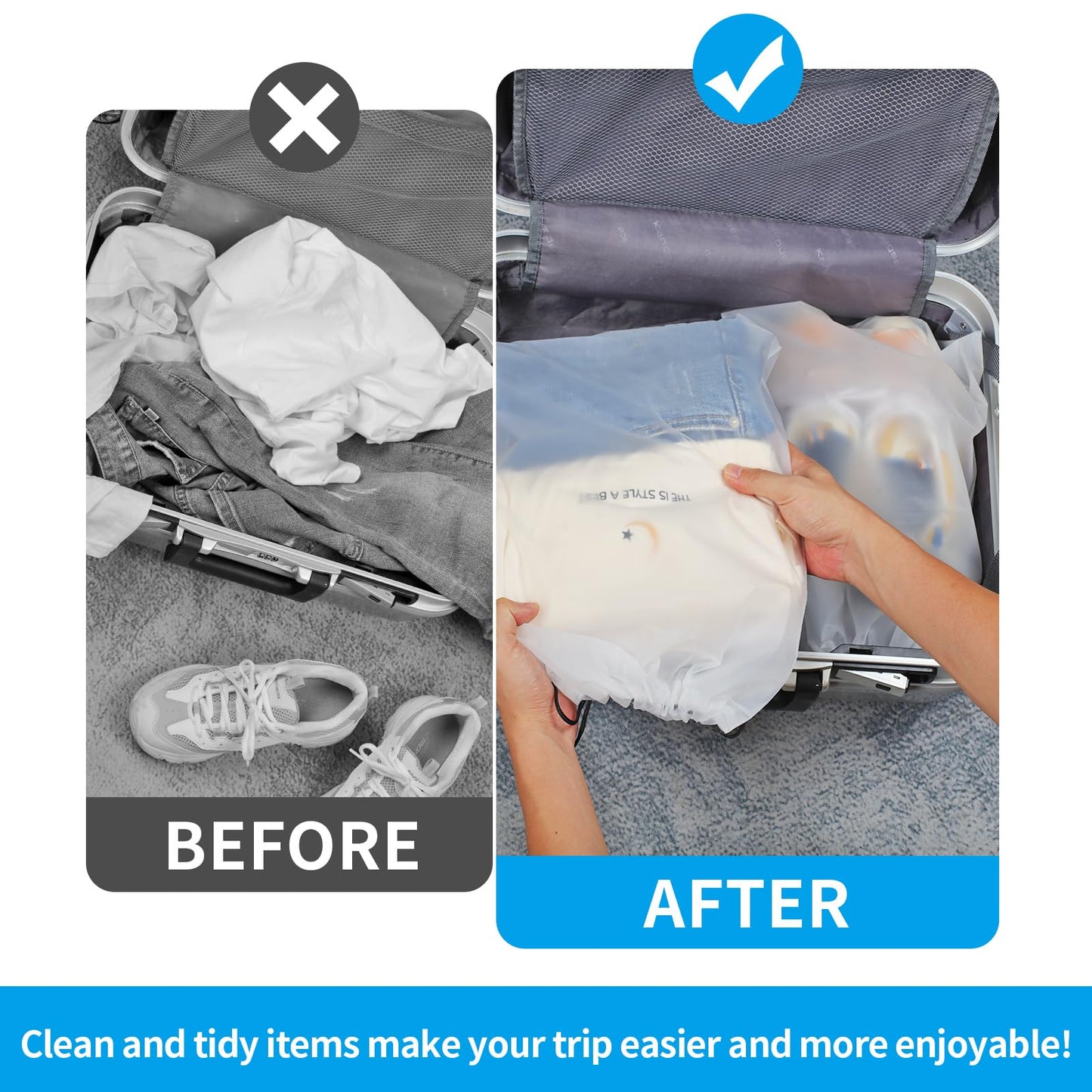 Clear Shoe Bags for Travel 5 PCS, 15.7" x 11.8" Travel Shoe Bags for Packing, Waterproof Drawstring Travel Shoe Storage Bag, Travel Essentials for Men and Women