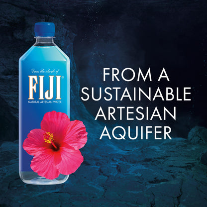 FIJI Natural Artesian Bottled Water 1 Liter / 33.8 Fl Ounce (Pack of 12) - 100% Natural Electrolytes