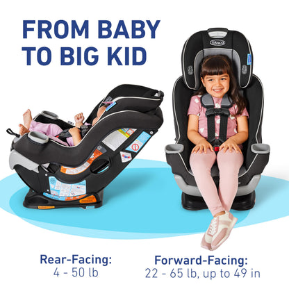 Graco Extend2Fit Convertible Baby Car Seat, Rear and Forward Facing, Adjustable Extension Panel for Extra Legroom, Gotham
