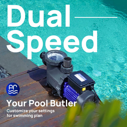 AQUASTRONG In/Above Ground Pool Pump, High Flow (Dual Speed, 1.5HP, 4975 GPH, 115V)