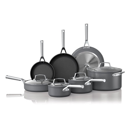Ninja Foodi NeverStick Professional 12-Piece Cookware Set, Hard-Anodized, Nonstick, Durable & Oven Safe to 500°F, Slate Grey, C39800