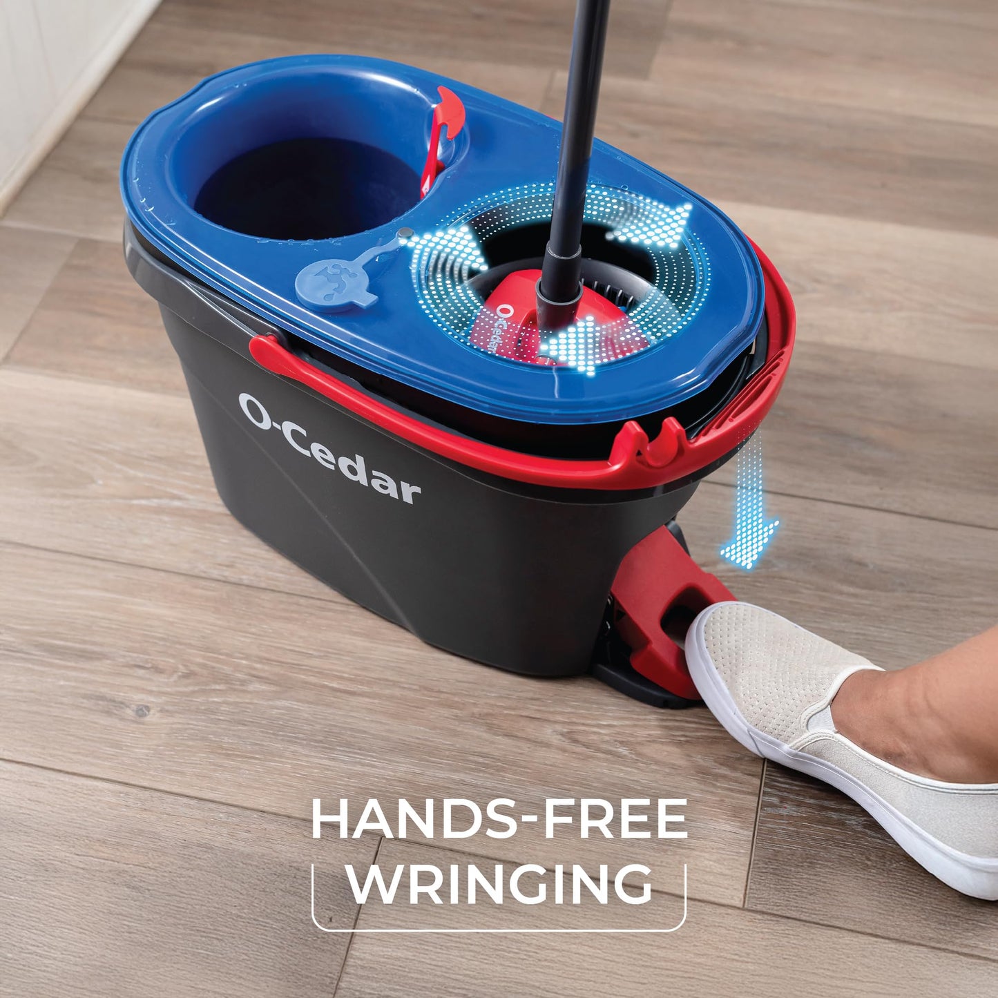 O-Cedar RinseClean Spin Mop & Bucket System + 2 Extra Mop Heads| Clean with Clean Water | Removes 99% of Bacteria