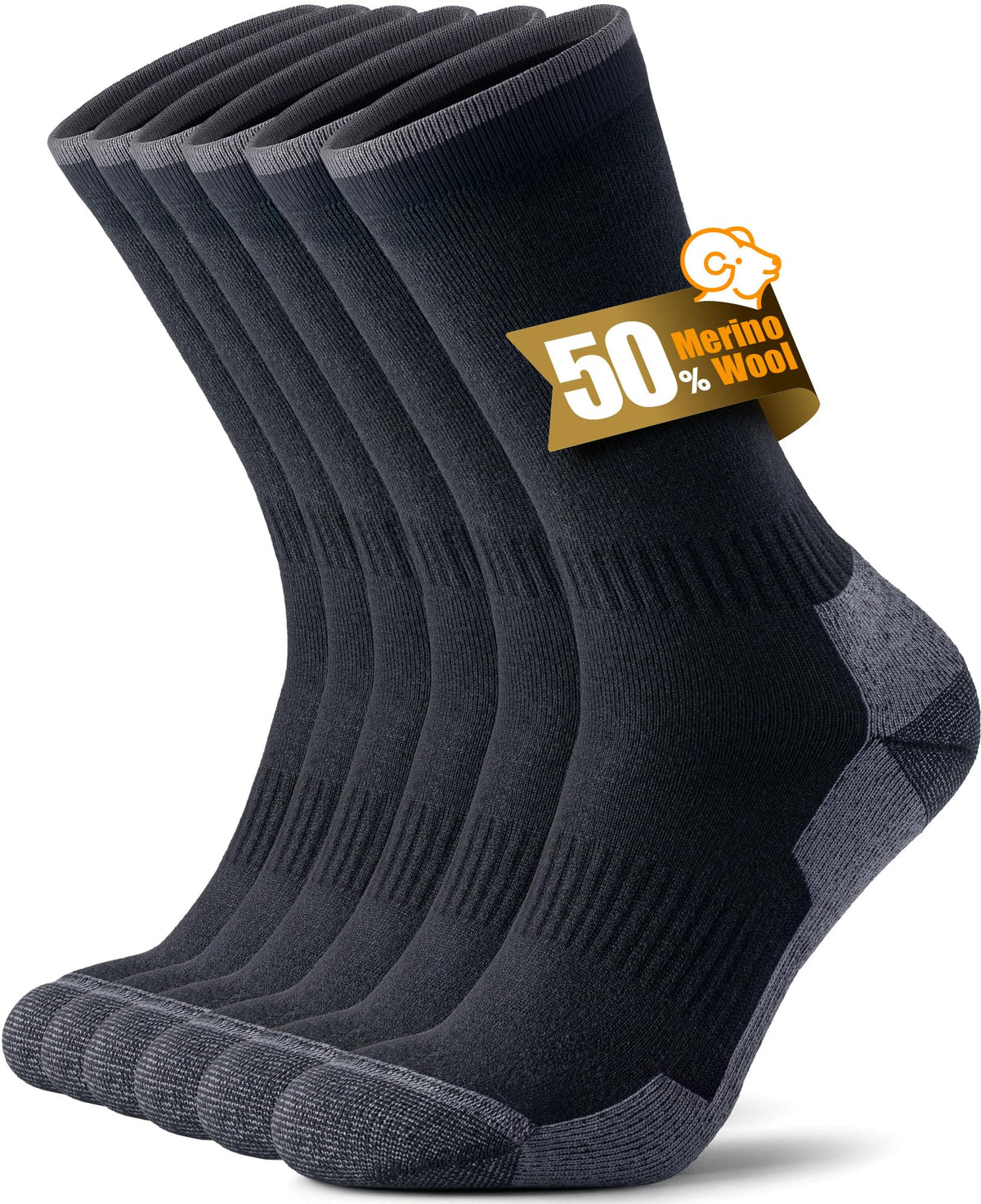 RUIXUE Merino Wool Hiking Socks for Men Women | OEKO-TEX & GRS Certified | Seamless Toe, Terry Cushioned, Odor-Resistant, Breathable Soft Stretch Thermal Warm Boot Sock - 3 Pairs,L