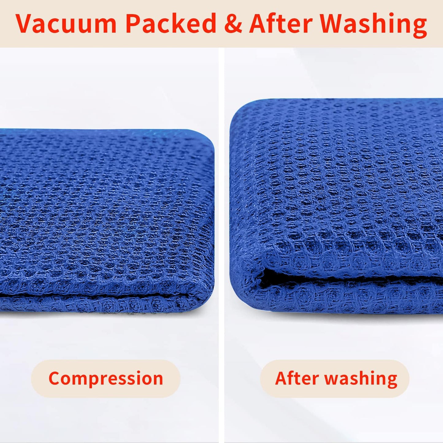 Homaxy 100% Cotton Waffle Weave Kitchen Dish Towels, Ultra Soft Absorbent Quick Drying Cleaning Towel, 13 x 28 Inches, 8-Pack, Blueberry