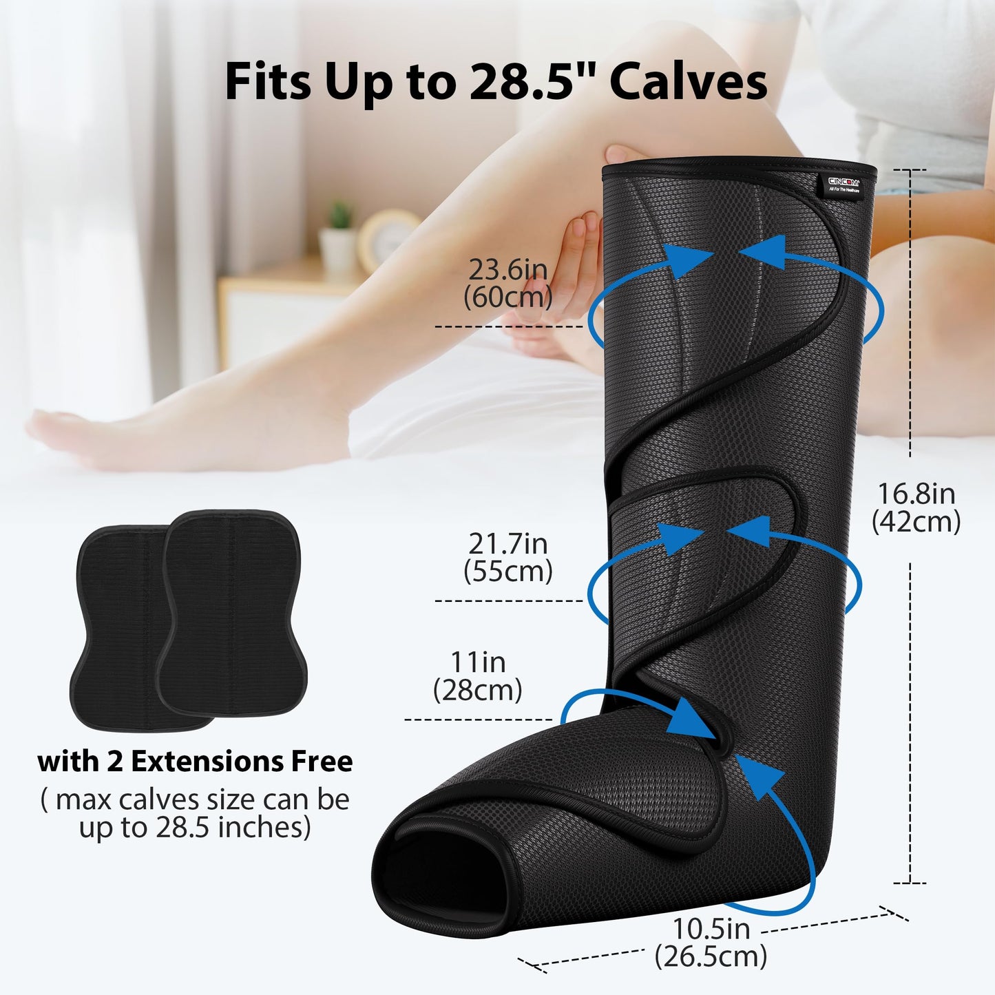 CINCOM Leg Massager for Circulation and Pain Relief, Air Compression Calf Foot Massagers Helpful for Relaxation, Gifts for Mom and Dad (with 2 Extensions)