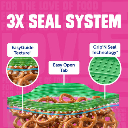 Ziploc Snack Bags with EasyGuide Texture, Small Plastic Storage Bags with Grip 'N Seal Technology, 280 Bags Total