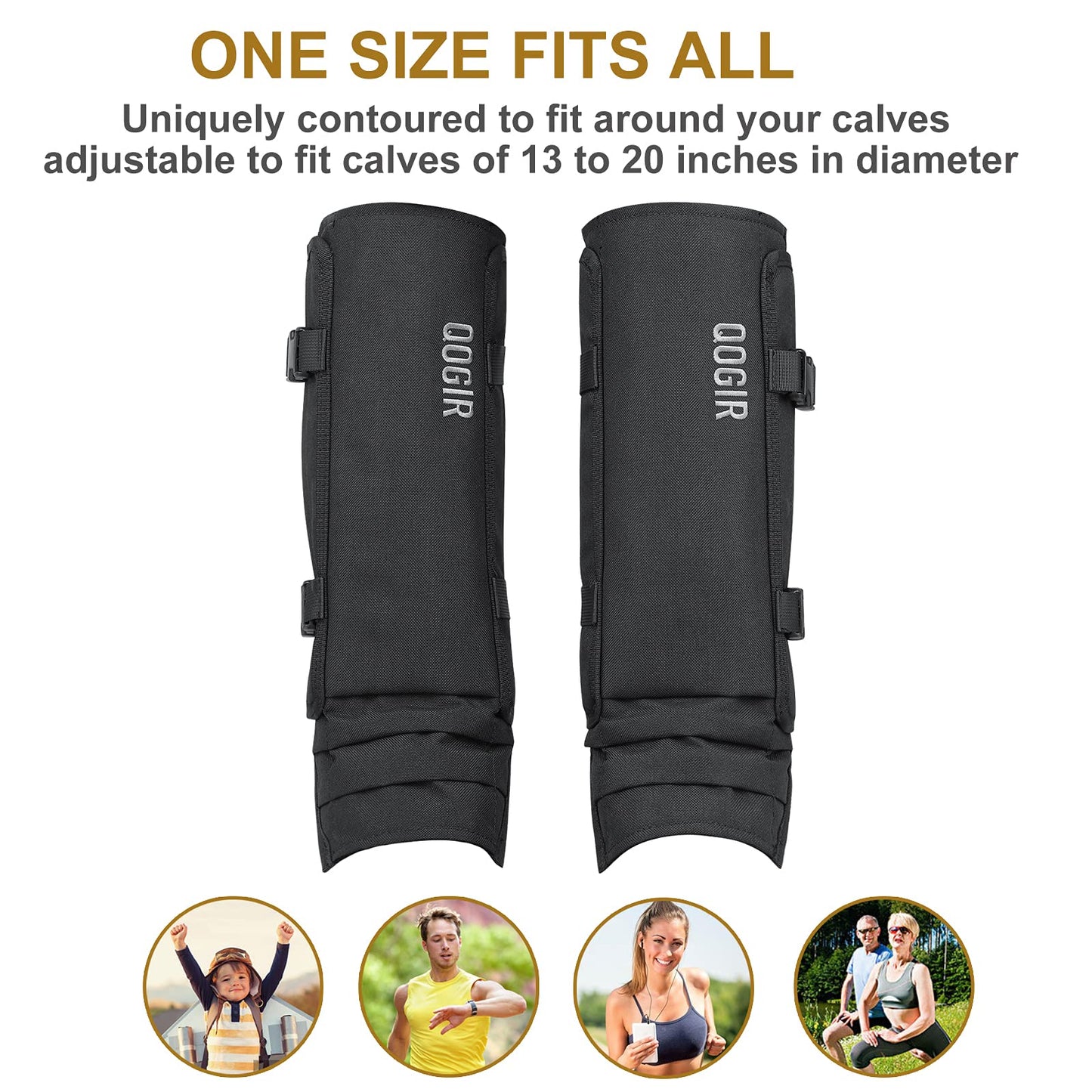 QOGIR Snake Gaiters for Hunting: Durable Snake Guards, Snake Gaiter Leggings for Men & Women, Snake Bite Protection for Lower Legs, Snake Proof Gaiters with Adjustable Size(Black)