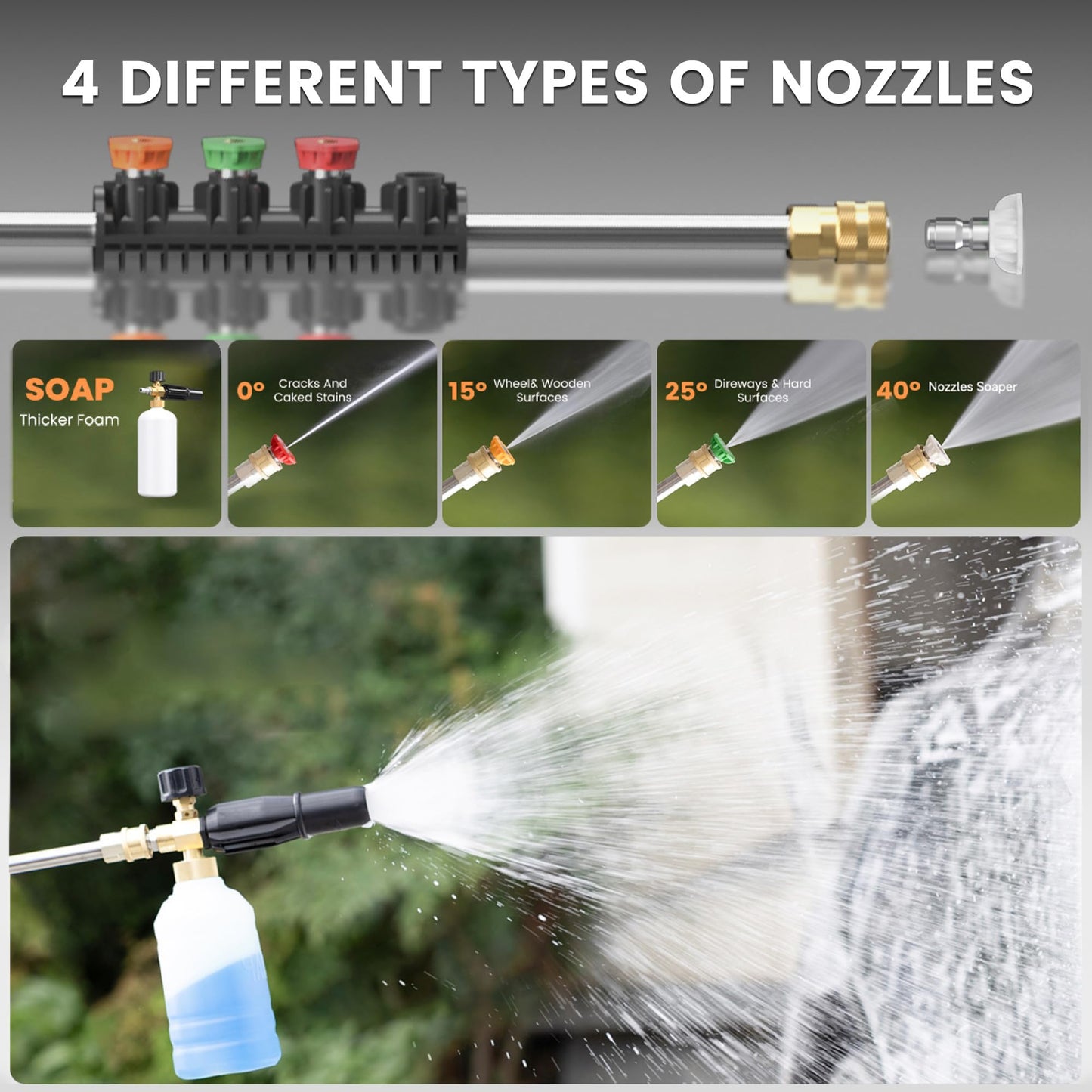 Giraffe Tools Grandfalls Retractable Pressure Washer Pro, Wall Mounted Pressure Washer with 1800W Brushless Motor, 3700PSI Electric Power Washer with 100ft Pressure Hoses, Dark Silver