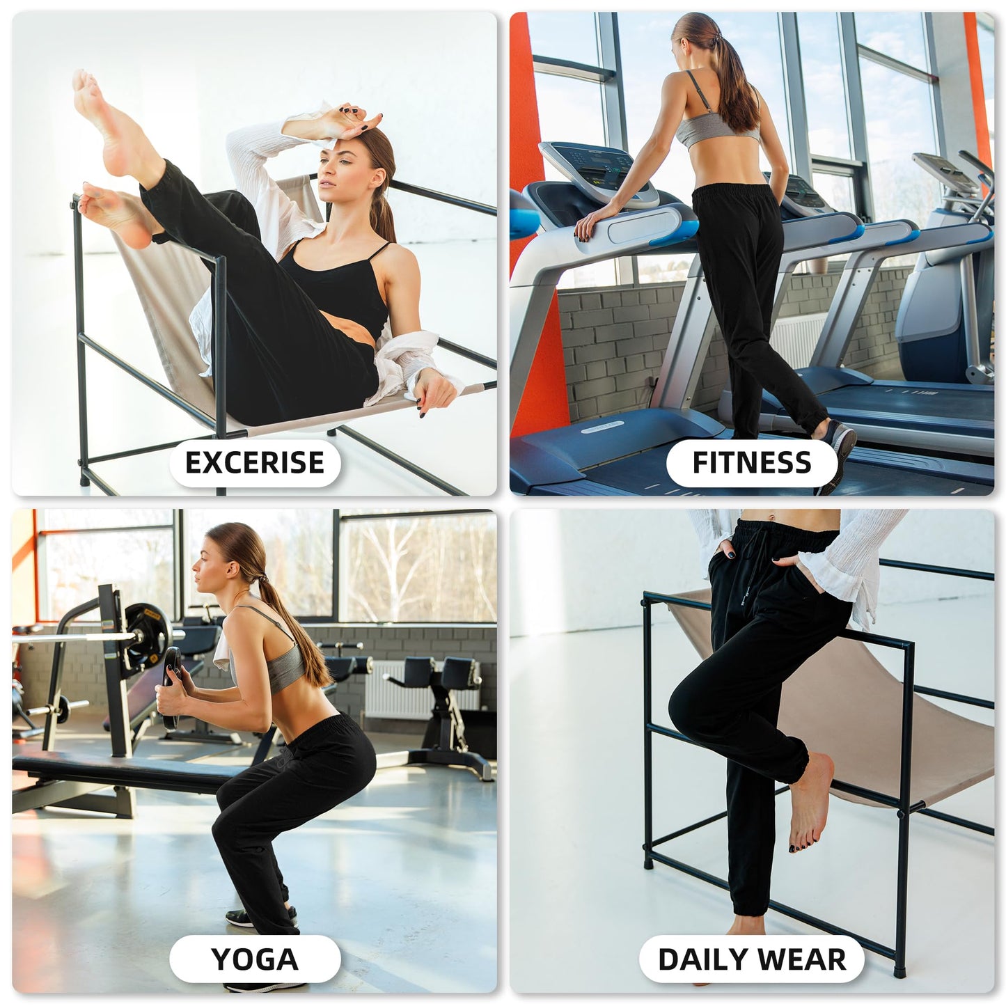 Stanpetix Joggers for Women with Pockets - Black Sports Pants Sweatpants for Running Exercise (Black,XL)