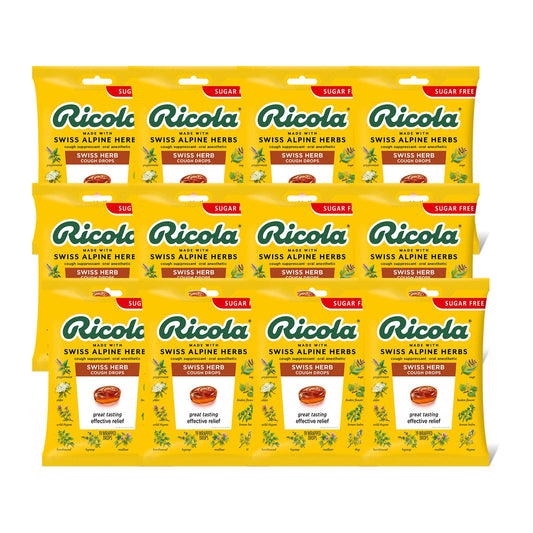 Ricola Sugar Free Swiss Herb Herbal Cough Suppressant Throat Drops, 19ct Bag (Pack of 12)