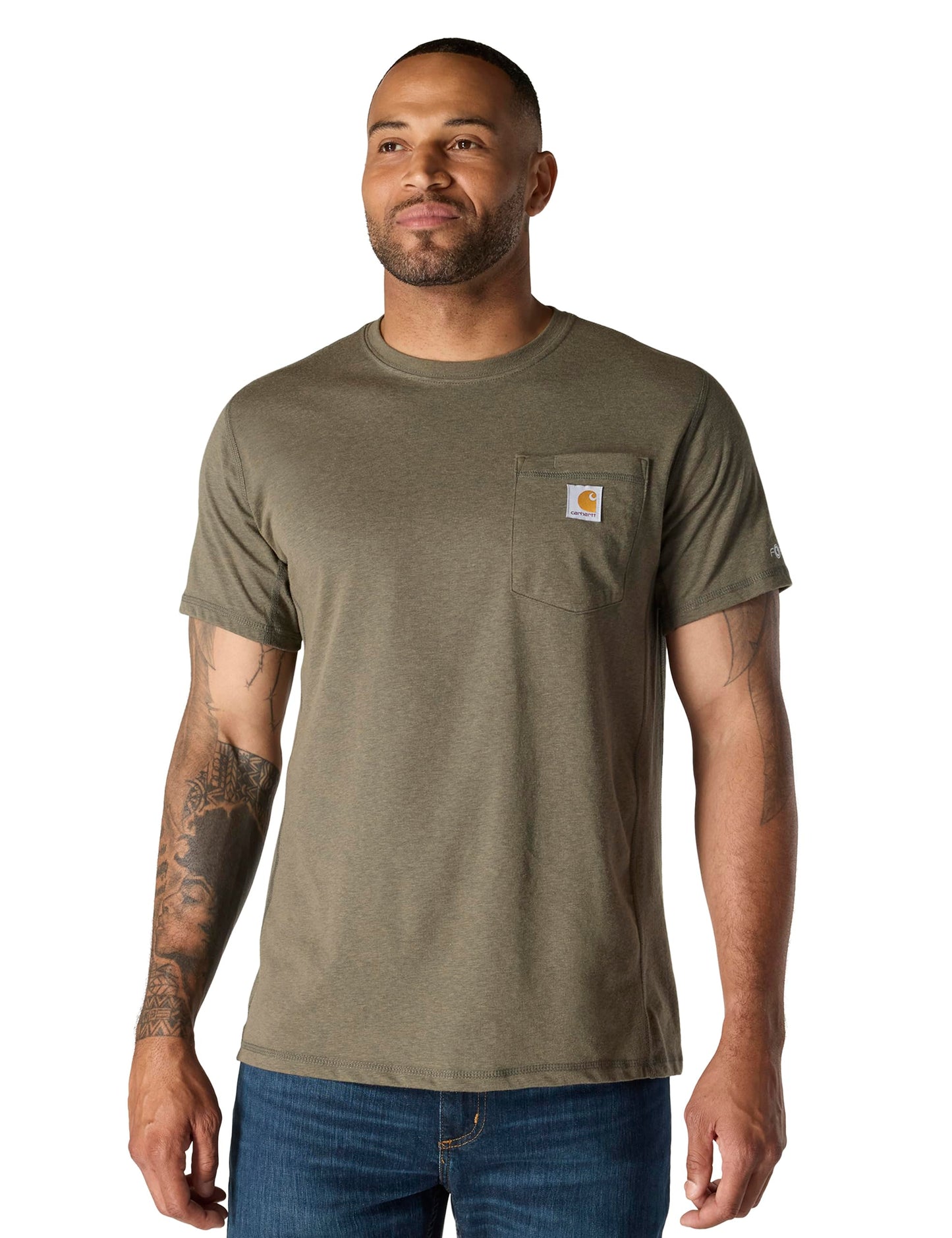 Carhartt Men's Force Relaxed Fit Midweight Short-Sleeve Pocket T-Shirt, Basil Heather, X-Large