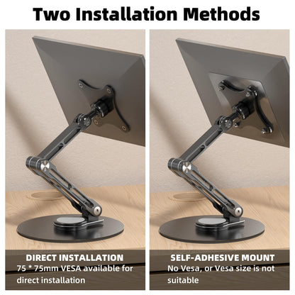 WEARSON 75mm VESA Mount Monitor Stand - Foldable Small Monitor Stand for 10" 13" 15.6" 16" 17" 17.3" inch Portable Monitor Stand Lay Flat support VESA 75*75mm (Black)