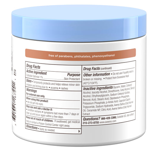 Aveeno Baby Eczema Therapy Nighttime Body Balm, Moisturizing Eczema Treatment, Ceramides, Triple Oat Complex, Soothes Dry, Itchy Skin, Hypoallergenic, Fragrance & Steroid Free, 11oz