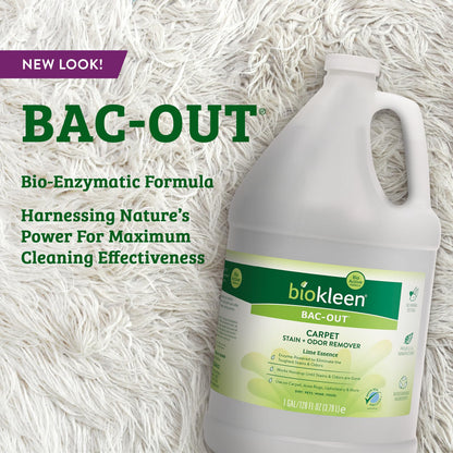 Biokleen Bac-Out Stain Remover for Clothes & Carpet - 128 Ounce - Enzyme, Destroys Stains & Odors Safely, for Pet Stains, Laundry, Diapers, Wine, Carpets - Eco-Friendly, Plant-Based
