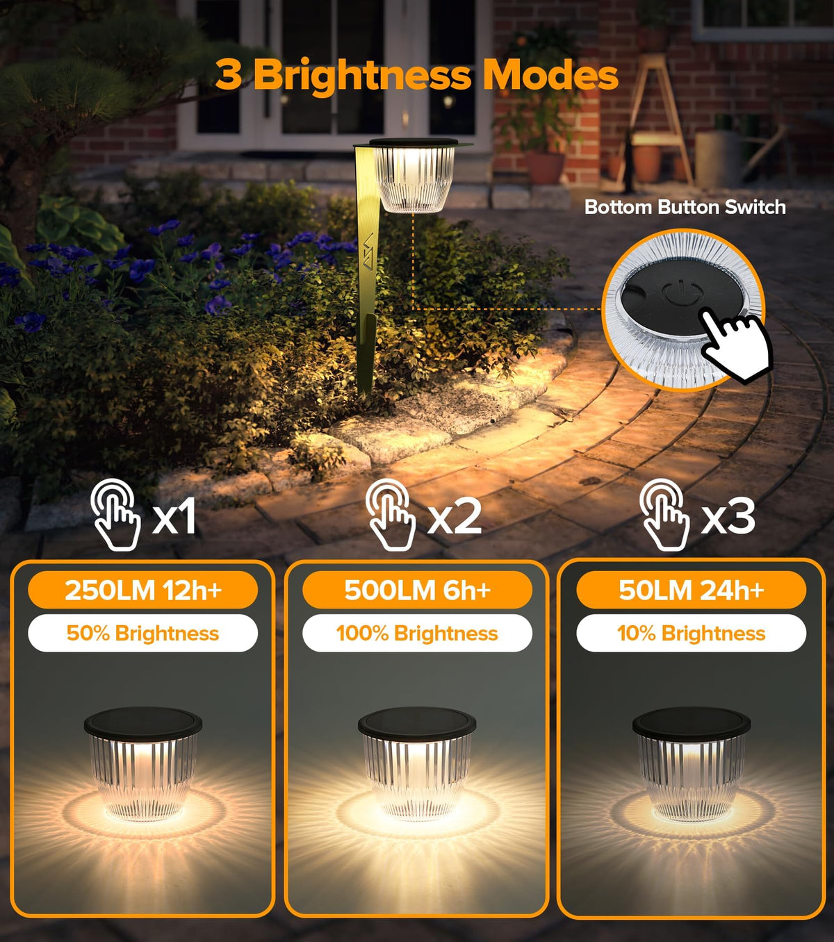 AZADESJET Solar Pathway Lights Outdoor, Super Bright 500 lumens with 2-in-1 Solar Powered and USB Charging Modes, IP65 Waterproof, Auto On/Off Garden Lights for Lawn Patio Walkway, Green (4 Pack)