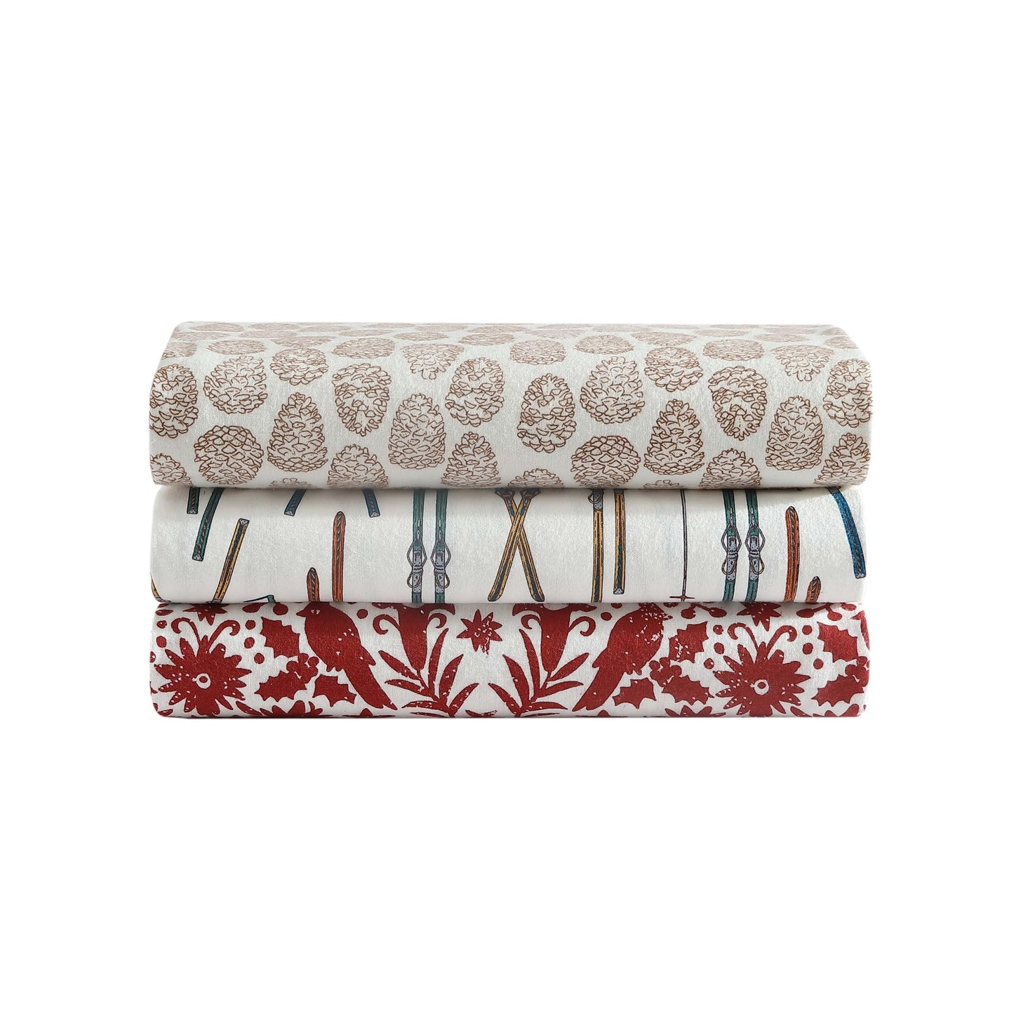 Eddie Bauer - Twin Sheets, Cotton Flannel Bedding Set, Brushed For Extra Softness, Cozy Home Decor (Little Creek Pine Cone Beige, Twin)